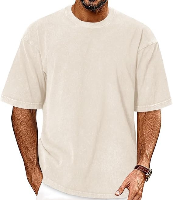 Oversized Tshirts for Men Short Sleeve Vintage Washed Basic Loose Tees 2026